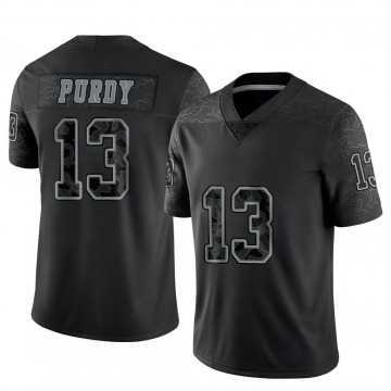 Mens San Francisco 49ers #13 Brock Purdy Black Reflective Limited Stitched Football Jersey